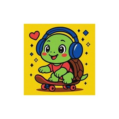 Ideyka Malen nach Zahlen - Schildkröte auf einem Skateboard 25x25 Ideyka Malen nach Zahlen - Schildkröte auf einem Skateboard 25x25