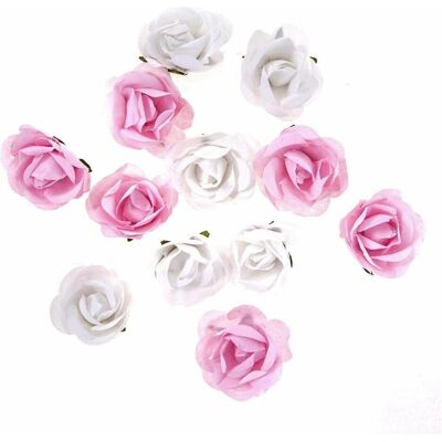 Dalprint, Bastelpapier, Papierrosen weiss rosa 12 Stk Dalprint, Bastelpapier, Papierrosen weiss rosa 12 Stk