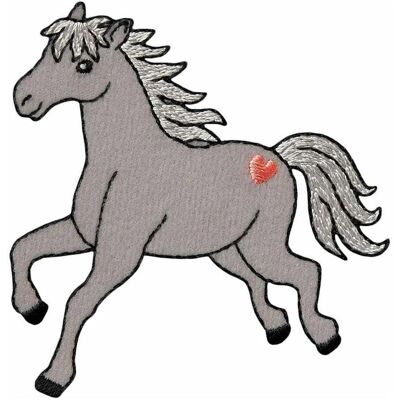 Mono Quick Pferd mit Herz, Applikationen, Grau Mono Quick Pferd mit Herz, Applikationen, Grau