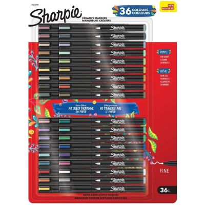 Sharpie, Marker, Kreativer Acrylmarker in gemischten Farben mit Feinspitze (36x) Sharpie, Marker, Kreativer Acrylmarker in gemischten Farben mit Feinspitze (36x)