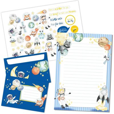 Papierdrachen Briefblock Set - Astronauten Papierdrachen Briefblock Set - Astronauten