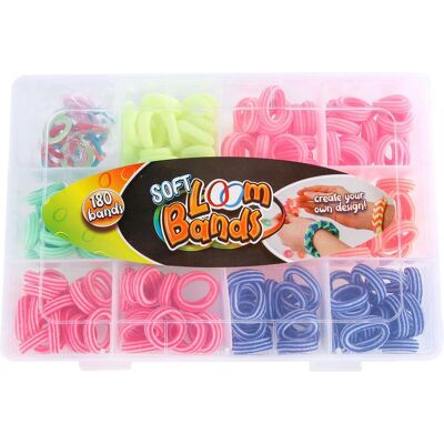 Soft Loom Bands - 180 Mehrfarbige Bänder & Clips - Loom-Set Soft Loom Bands - 180 Mehrfarbige Bänder & Clips - Loom-Set