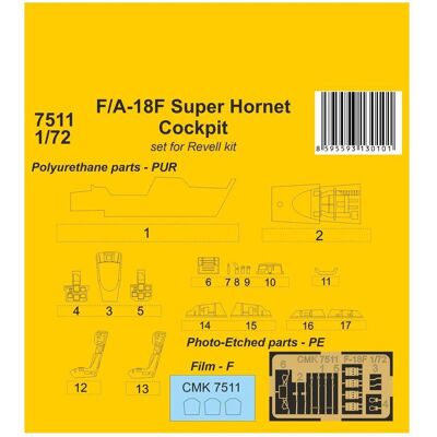 CMK F/A-18F Super Hornet Cockpit 1/72 / for Revell kit CMK F/A-18F Super Hornet Cockpit 1/72 / for Revell kit