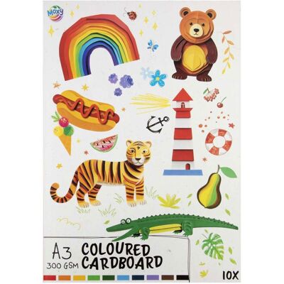 Grafix, Bastelpapier, Farbkarton A3, 10 Blatt - 10 Farben, 300 g/m² (300 g/m², 10x) Grafix, Bastelpapier, Farbkarton A3, 10 Blatt - 10 Farben, 300 g/m² (300 g/m², 10x)