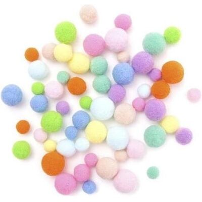 DP Craft Plüsch-Regenbogen-Pompons, 60 Stück, gemischt DP Craft Plüsch-Regenbogen-Pompons, 60 Stück, gemischt