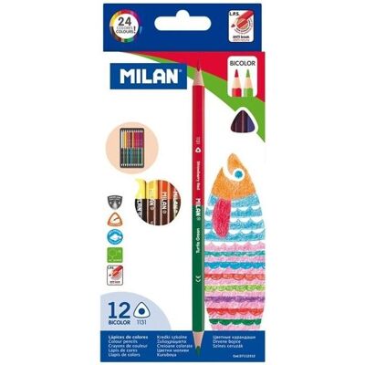 Milan, Malstifte, Bicolor Dreiecksstifte 24 Farben (07112312) (24x) Milan, Malstifte, Bicolor Dreiecksstifte 24 Farben (07112312) (24x)
