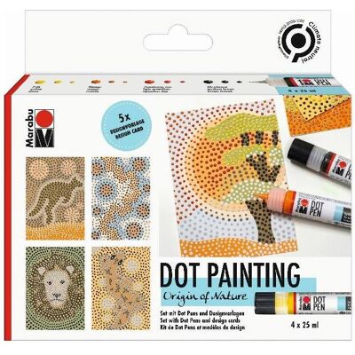 Marabu Punktfarbe Dot Pen Set ""Origin of Nature"", 4 x 25 ml auf Wasserbasis, im Liner, trocknet matt und Marabu Punktfarbe Dot Pen Set ""Origin of Nature"", 4 x 25 ml auf Wasserbasis, im Liner, trocknet matt und
