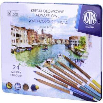 Astra, Malstifte, Prestige-Aquarellstifte aus Zedernholz, 24 Farben (24x) Astra, Malstifte, Prestige-Aquarellstifte aus Zedernholz, 24 Farben (24x)