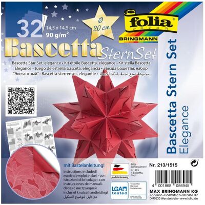 Magni, Bastelpapier, folia 213/1515 - Bastelset Bascetta Stern Elegance, Deep Jungle rot, 32 Blatt, 14,5 x 14,5 cm, ferti (90 g/m², 32x) Magni, Bastelpapier, folia 213/1515 - Bastelset Bascetta Stern Elegance, Deep Jungle rot, 32 Blatt, 14,5 x 14,5 cm, ferti (90 g/m², 32x)