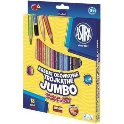 Astra, Malstifte, Jumbo-Dreikantstifte, 18 Farben (18x) Astra, Malstifte, Jumbo-Dreikantstifte, 18 Farben (18x)