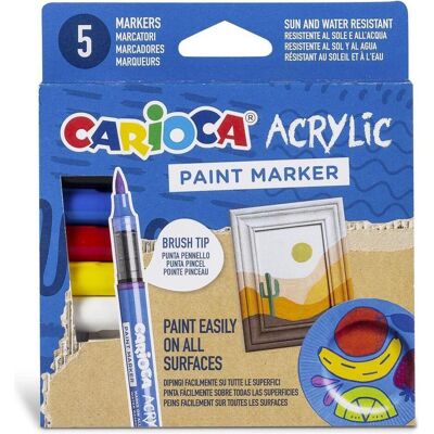 Carioca, Marker, Acrylmarker mit Pinsel 5 Farben (5x) Carioca, Marker, Acrylmarker mit Pinsel 5 Farben (5x)
