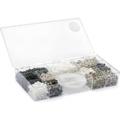 Toymax Heishi Fimo perlemix m/elastiksnor sort/gr/hvid Toymax Heishi Fimo perlemix m/elastiksnor sort/gr/hvid