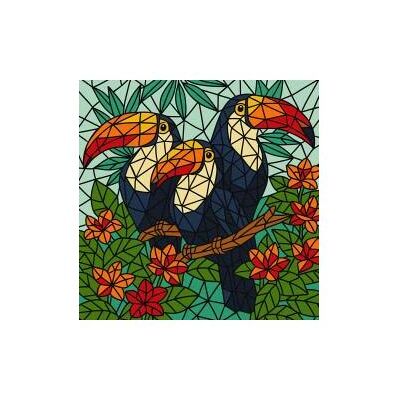 Ideyka Malen nach Zahlen - Buntglas, Tukan-Trio 30x30 Ideyka Malen nach Zahlen - Buntglas, Tukan-Trio 30x30