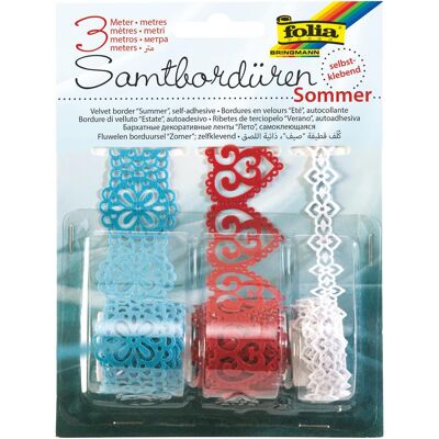 Folia, Sticker, Samtbordren "Sommer", selbstklebend, farbig sortiert (3 Sticker) Folia, Sticker, Samtbordren "Sommer", selbstklebend, farbig sortiert (3 Sticker)