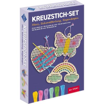 Pebaro Kreuzstich-Set: Herz, Schmetterling, Regenbogen, Handarbeitsset, Mehrfarbig Pebaro Kreuzstich-Set: Herz, Schmetterling, Regenbogen, Handarbeitsset, Mehrfarbig