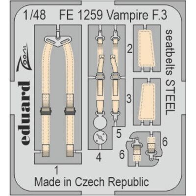 Eduard Vampire F.3 seatbelts STEEL for AIRFIX Eduard Vampire F.3 seatbelts STEEL for AIRFIX