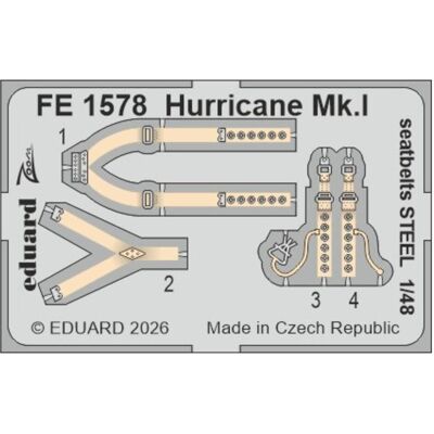 Eduard Hurricane Mk.I seatbelts STEEL for Arma Hobby Eduard Hurricane Mk.I seatbelts STEEL for Arma Hobby