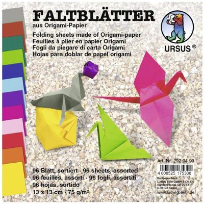 Ursus, Bastelpapier, Faltblätter Origami 13x13cm VE=96 Blatt 12 Farben sortiert (70 g/m², 96x) Ursus, Bastelpapier, Faltblätter Origami 13x13cm VE=96 Blatt 12 Farben sortiert (70 g/m², 96x)