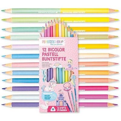 Papierdrachen, Malstifte, 12 Bicolor Buntstifte pastell (12x) Papierdrachen, Malstifte, 12 Bicolor Buntstifte pastell (12x)
