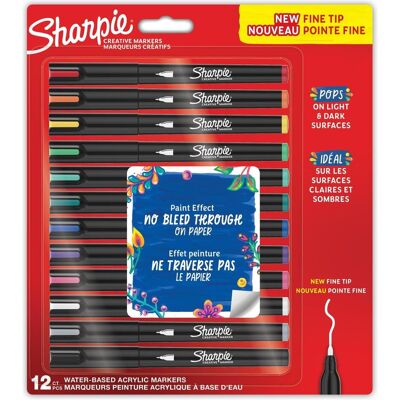 Sharpie, Marker, - Creative Acrylic 12-Blister - Assorted Colours - Fine Tip (2212913) (12x) Sharpie, Marker, - Creative Acrylic 12-Blister - Assorted Colours - Fine Tip (2212913) (12x)