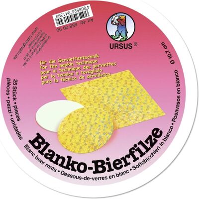 Ursus Bierfilze blanko 10,7cm VE=25 Stück weiss Ursus Bierfilze blanko 10,7cm VE=25 Stück weiss