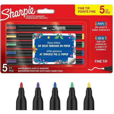 Sharpie, Marker, - Creative Acrylic 5-Blister - Assorted Colours - Fine Tip (2212912) (5x) Sharpie, Marker, - Creative Acrylic 5-Blister - Assorted Colours - Fine Tip (2212912) (5x)
