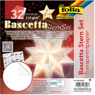 Folia, Bastelpapier, Faltblätter Bascetta-Stern weiss (115 g/m², 1x) Folia, Bastelpapier, Faltblätter Bascetta-Stern weiss (115 g/m², 1x)