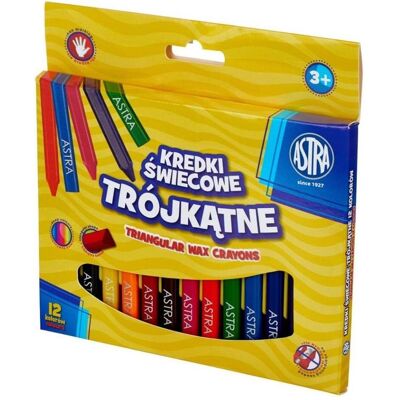Astra, Malstifte, Dreieckige Wachsmalstifte, 12 Farben (12x) Astra, Malstifte, Dreieckige Wachsmalstifte, 12 Farben (12x)