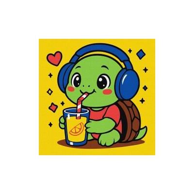 Ideyka Malen nach Zahlen - Schildkröte trinkt Limonade Ideyka Malen nach Zahlen - Schildkröte trinkt Limonade