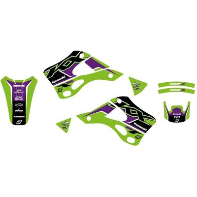 Blackbird, Sticker, Aufkleber-Set für Kawasaki KX 125/250 '99-'02 DREAM 5 Farben Grün Schwarz Blackbird, Sticker, Aufkleber-Set für Kawasaki KX 125/250 '99-'02 DREAM 5 Farben Grün Schwarz