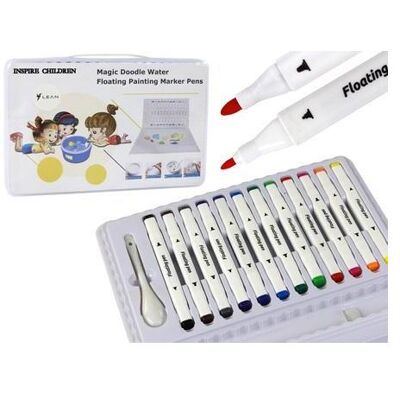 Lean Toys, Marker, Ein Satz wasserbasierter Marker in einem Koffer mit 12 Farben (12x) Lean Toys, Marker, Ein Satz wasserbasierter Marker in einem Koffer mit 12 Farben (12x)
