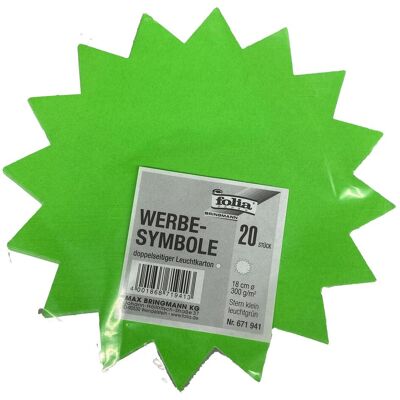 Folia Werbesymbol Stern 18cm Leuchtgrün 20 Stück Folia Werbesymbol Stern 18cm Leuchtgrün 20 Stück
