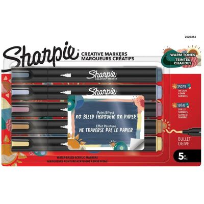 Sharpie, Marker, - Creative Acrylic 5-Blister - Warm Tones - Bullet Tip (2223314) (5x) Sharpie, Marker, - Creative Acrylic 5-Blister - Warm Tones - Bullet Tip (2223314) (5x)