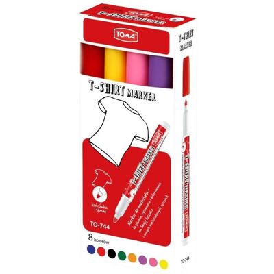TOM, Marker, Kleidermarker Pinsel 8 Farben TOM, Marker, Kleidermarker Pinsel 8 Farben