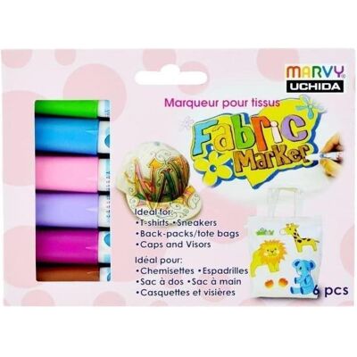 Marvy, Marker, Marker zum Verzieren heller Stoffe, 6 Farben Marvy, Marker, Marker zum Verzieren heller Stoffe, 6 Farben
