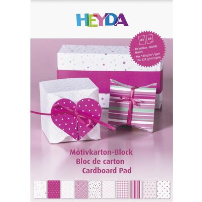 Heyda, Bastelpapier, Motivkarton-Block A4 100/220g/qm 20 Blatt pink (100 g/m², 1x) Heyda, Bastelpapier, Motivkarton-Block A4 100/220g/qm 20 Blatt pink (100 g/m², 1x)