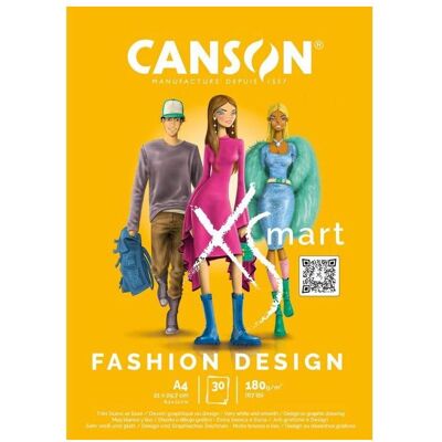 Canson, Heft + Block, Studienblock XS'MART FASHION DESIGN, DIN A4 sehr weisses und glattes Papier, 30 Blatt, 180 g/qm (A4, Blanko) Canson, Heft + Block, Studienblock XS'MART FASHION DESIGN, DIN A4 sehr weisses und glattes Papier, 30 Blatt, 180 g/qm (A4, Blanko)