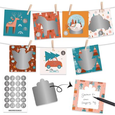 Papierdrachen Rubbel-Adventskalender – Boho (24 Türchen) Papierdrachen Rubbel-Adventskalender – Boho (24 Türchen)