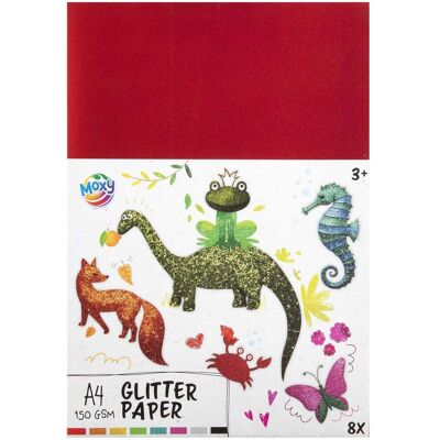 Grafix, Bastelpapier, Glitzerpapier A4, 8 Blatt und 8 Farben (8x) Grafix, Bastelpapier, Glitzerpapier A4, 8 Blatt und 8 Farben (8x)