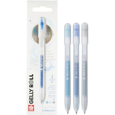 Sakura, Schreibstifte, Gelly Roll Stardust Glitzer-Gelstifte mit Druckmechanik, 3er-Pack Blau-Himmelblau-Silber (3x) Sakura, Schreibstifte, Gelly Roll Stardust Glitzer-Gelstifte mit Druckmechanik, 3er-Pack Blau-Himmelblau-Silber (3x)