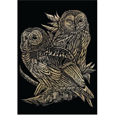 Pracht Kratzbild Eulen gold 20x25cm Pracht Kratzbild Eulen gold 20x25cm