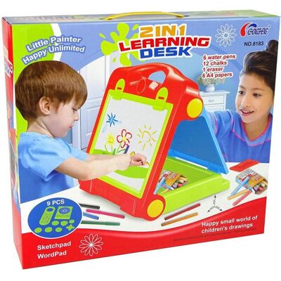 Lean Toys Faltbarer 2-in-1-Tafelkoffer – Kreide und Marker Lean Toys Faltbarer 2-in-1-Tafelkoffer – Kreide und Marker