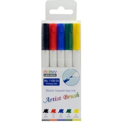 Uchida, Marker, MARVY Filzstifte mit Pinselspitze Artist Brush Primary, 5 Stk. (5x) Uchida, Marker, MARVY Filzstifte mit Pinselspitze Artist Brush Primary, 5 Stk. (5x)
