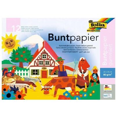Folia, Bastelpapier, Buntpapier gummiert farbsortiert 80 g/qm 12 Blatt (80 g/m², 12x) Folia, Bastelpapier, Buntpapier gummiert farbsortiert 80 g/qm 12 Blatt (80 g/m², 12x)