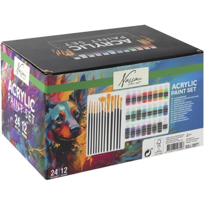 Default, Künstlerfarbe + Bastelfarbe, Acryl maling. 24 * 59ml. + 12 pensler (59 ml) Default, Künstlerfarbe + Bastelfarbe, Acryl maling. 24 * 59ml. + 12 pensler (59 ml)