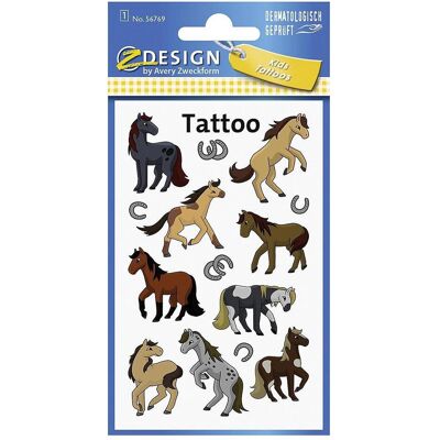 10x Avery, Sticker, Kinder Tattoos "Pferde" 56769 (9 Sticker) 10x Avery, Sticker, Kinder Tattoos "Pferde" 56769 (9 Sticker)