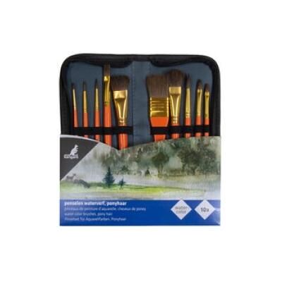 Kangaro, Pinsel, Aquarell-Pinsel-Set, 10-teilig, im Etui Pinsel aus Ponyhaar, sortiert in 10 Formen und Kangaro, Pinsel, Aquarell-Pinsel-Set, 10-teilig, im Etui Pinsel aus Ponyhaar, sortiert in 10 Formen und