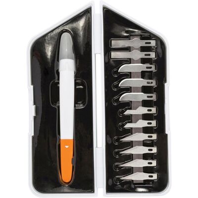 Fiskars Cutter, Bastelmesser ""Premium Präzision"", 13er Set Inhalt: 1 x Präzisions-Messer, 3 x gekrümmte-Klingen, 5 (Cutter) Fiskars Cutter, Bastelmesser ""Premium Präzision"", 13er Set Inhalt: 1 x Präzisions-Messer, 3 x gekrümmte-Klingen, 5 (Cutter)