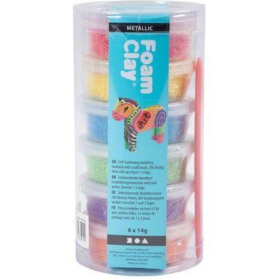 Foam Clay, Modelliermasse, , metallic, bold colours, 84 g, 6x14 g/ 1 pack Foam Clay, Modelliermasse, , metallic, bold colours, 84 g, 6x14 g/ 1 pack