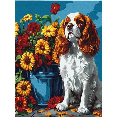 Ideyka Malen nach Zahlen - Spaniel und Blumen Ideyka Malen nach Zahlen - Spaniel und Blumen